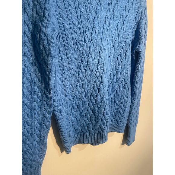 J. Crew Blue Diagonal Cable Knit Cotton Sweater Size Small - Picture 4 of 11